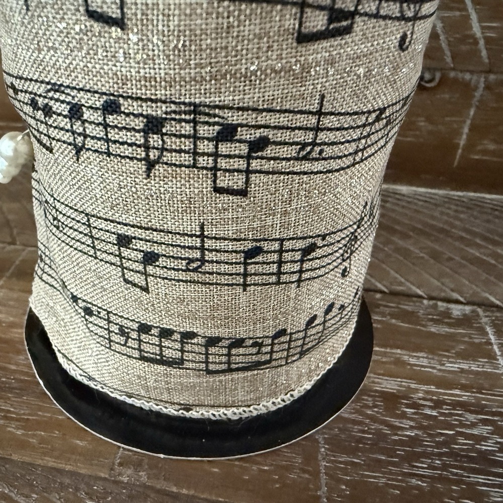 D. Stevens 4" Wired Ribbon Musical Notes Natural/Black Gold Metallic Christmas - Picture 8 of 10